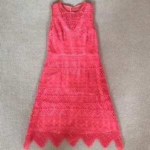 Shoshanna Coral Crochet Dress